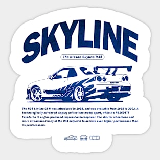 The Skyline GT R34 Racing Cars Sticker